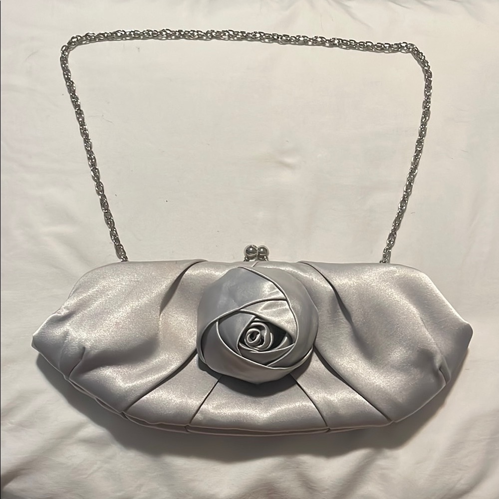 Elegant Silver Clutch with Chain Strap
